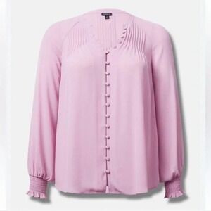 Torrid Orchid Pink Pintuck Button Front Georgette Blouse Plus Size 1X